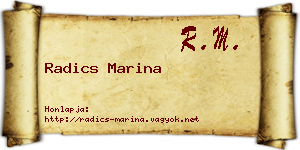 Radics Marina névjegykártya